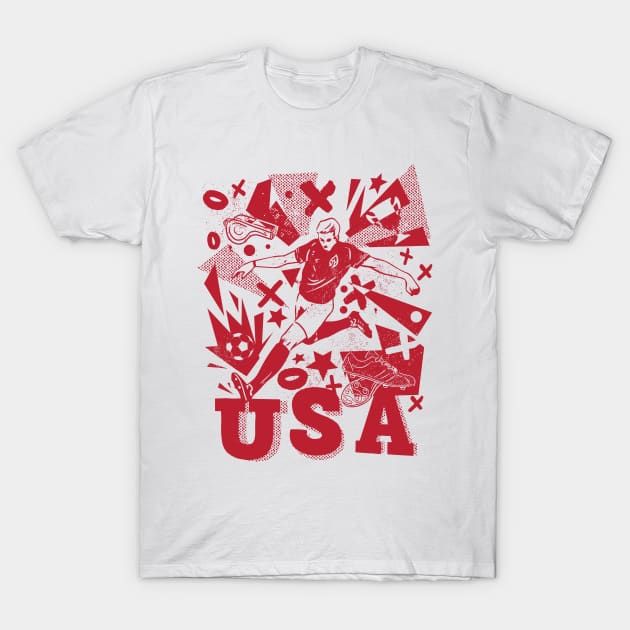 Vintage United States Soccer Player 2022 T-Shirt by SLAG_Creative
